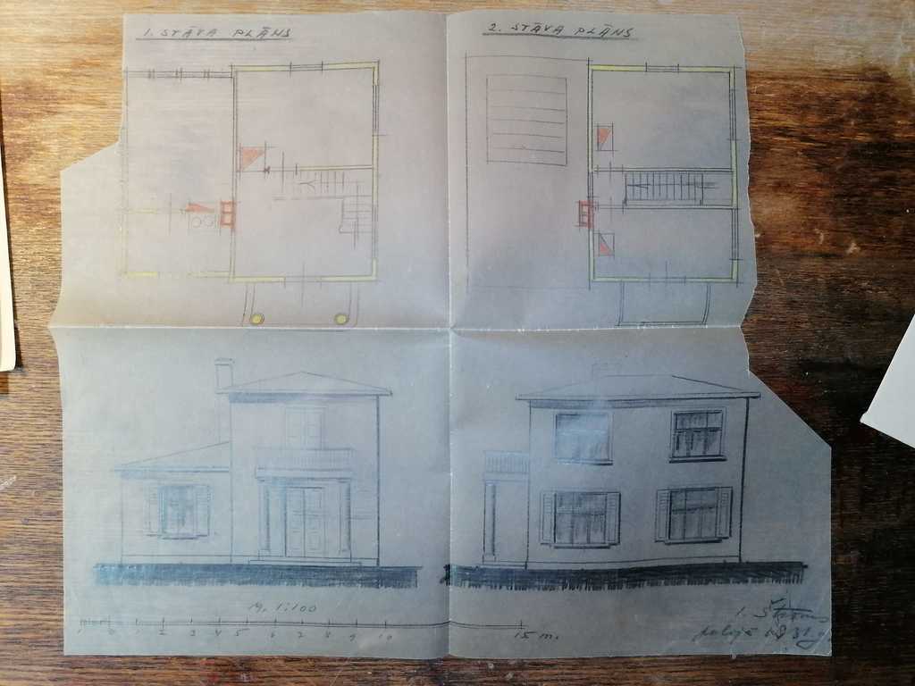 Slavenā gaišreģa Eižena Finka mājas projekts,skice Jūrmalā, 1931.gads