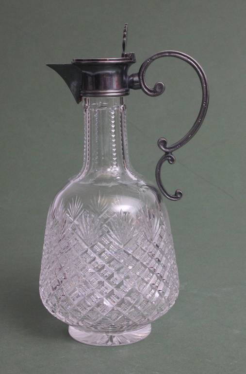 Crystal Art Nouveau decanter with silver finish 84th proof