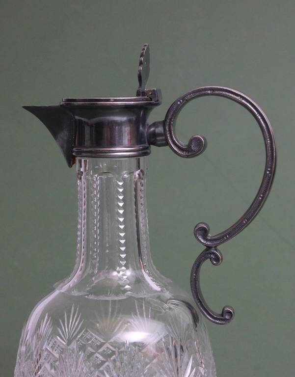 Crystal Art Nouveau decanter with silver finish 84th proof