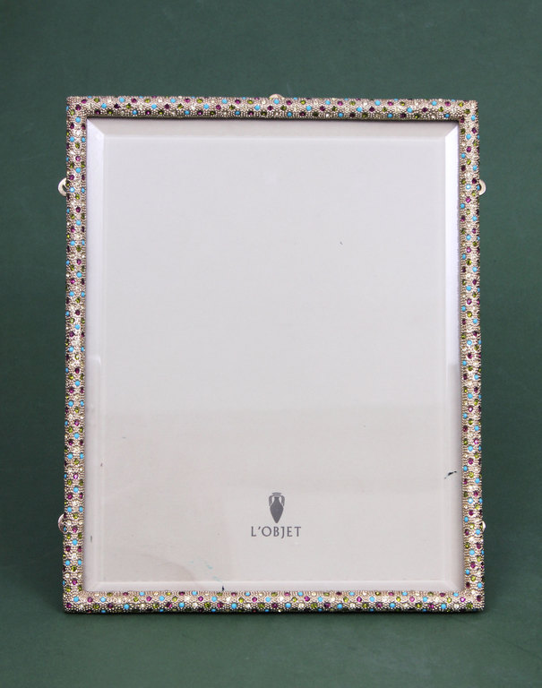 L'Objet photo frame with colored crystals