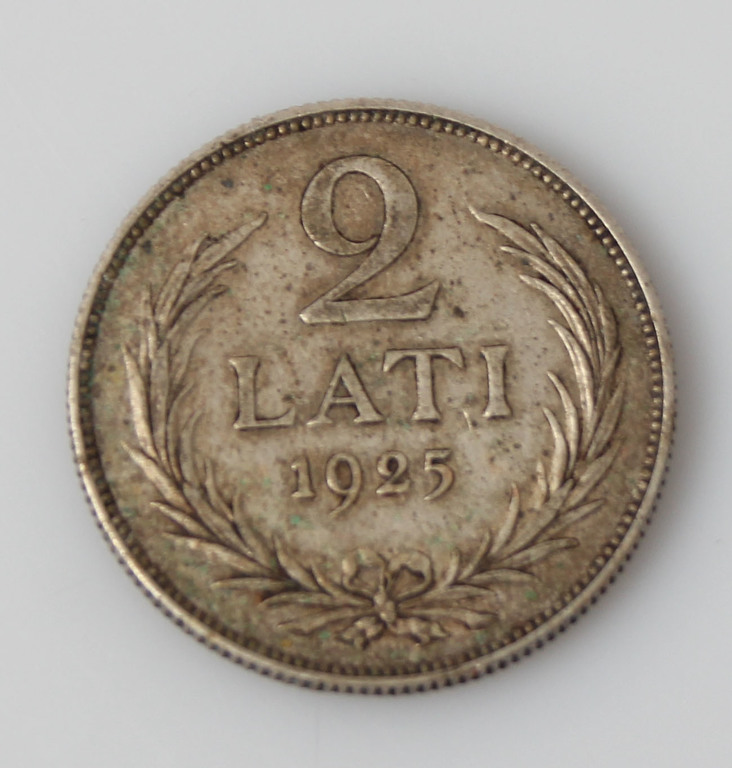 Silver coin of two lats 1925th