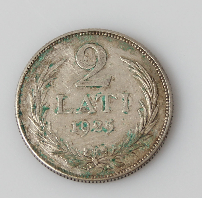 Silver coin of two- lats 1925th