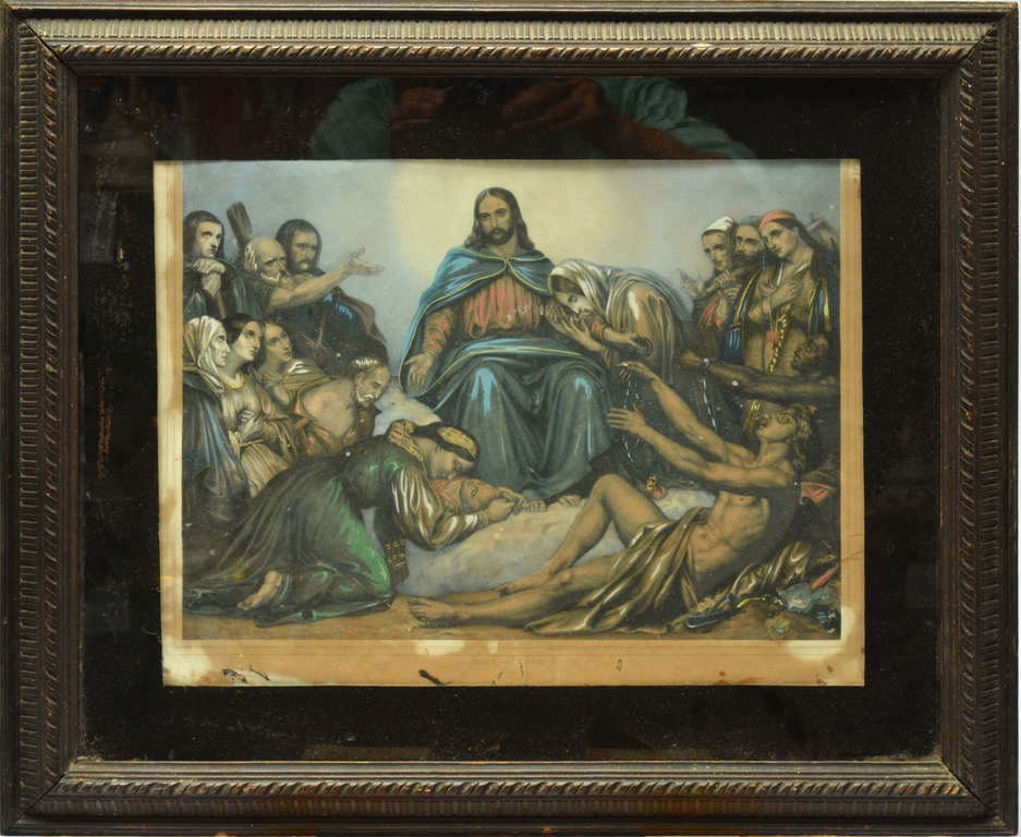 Religious picture in a wooden frame