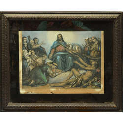 Religious picture in a wooden frame