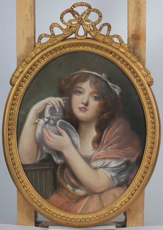 Portrait of a girl with pigeons