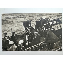 Foto pastkarte. Ķeizars Vilhelms un Viskrievijas imperators Nikolajs II laivā, pietauvoti. 1907. gads