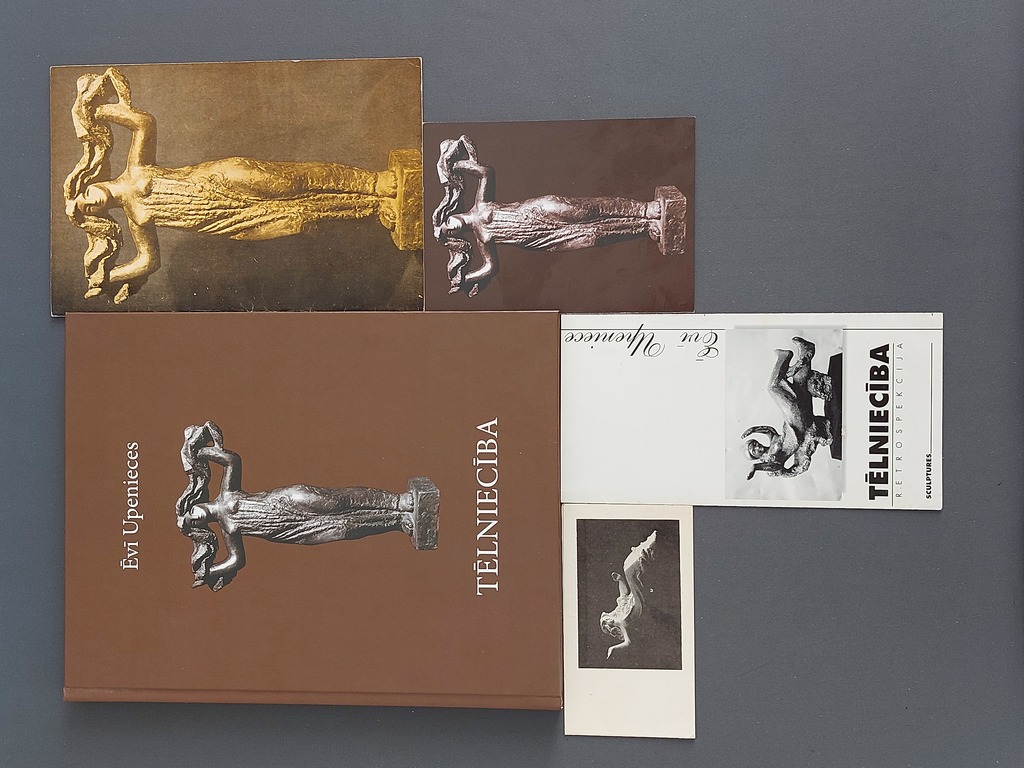 Sculpture of Ēvi Upeniece 2015, exhibition catalog 1976, invitations to the exhibition. All with the author's signature