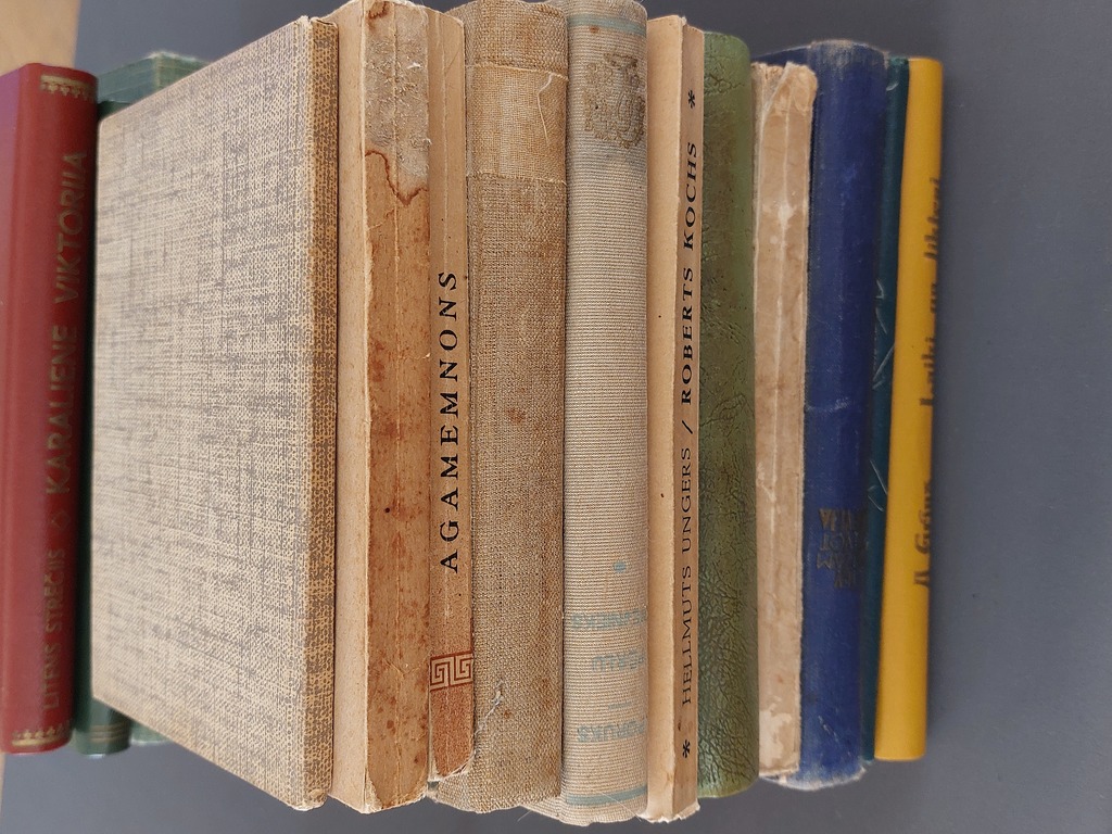 Kaste ar 23 grāmatām daži autori un gadi. No 1909 līdz 1946g