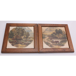Two porcelain pictures in frames