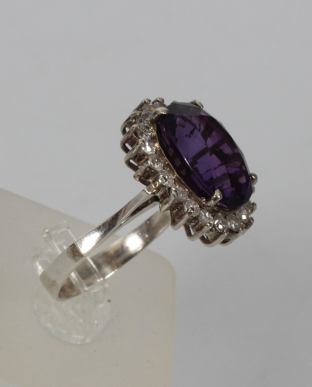 Silver ring with amethyst