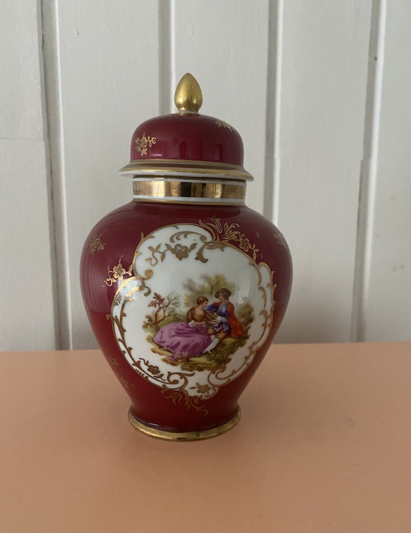 Trianon made in France vessel urn with lid and beautiful painting