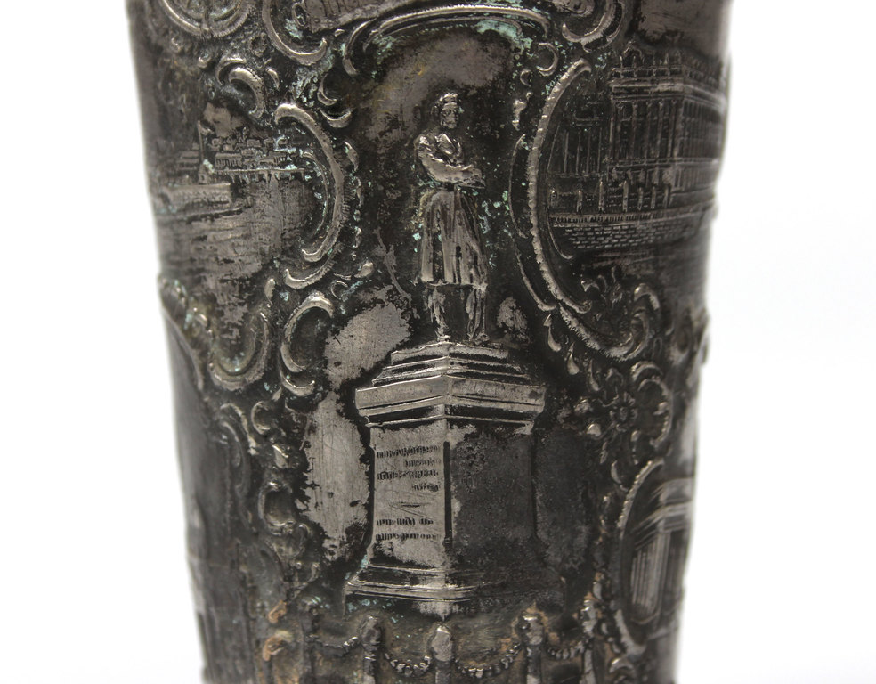 Pewter cup with architectural pearls of the Russian Empire