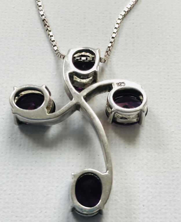 Silver pendant with amethyst. The 80s
