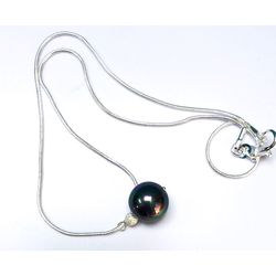 Silver pendant - Shell ball with chain
