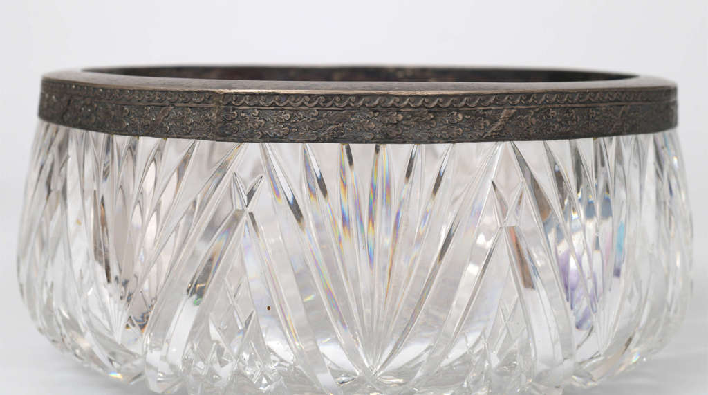 Crystal fruit bowl with silver finish and photo album