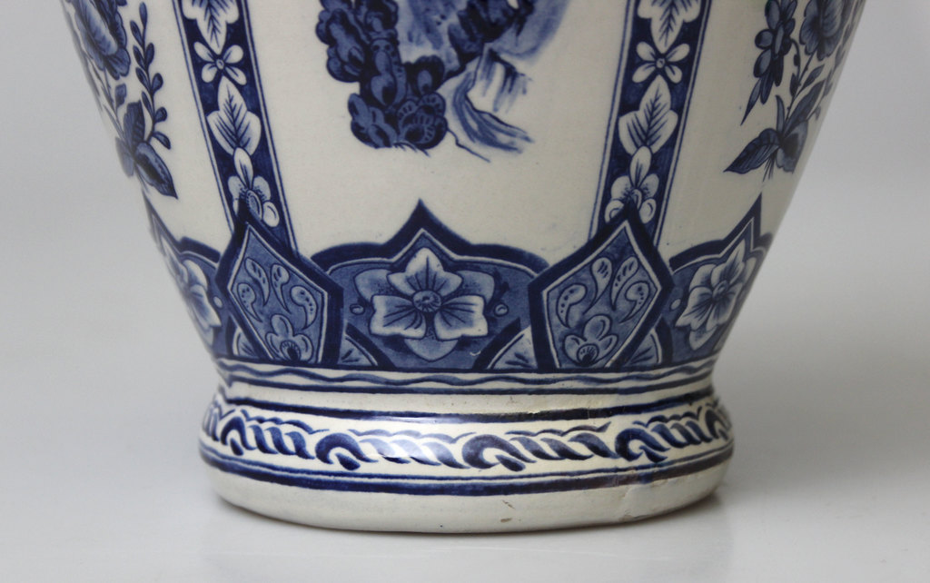 Porcelain vase with Dutch mill, floral motif