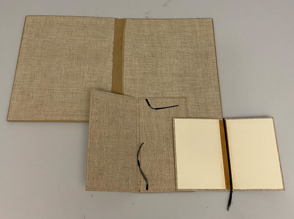 Leather, linen fabric folders (11 pcs)