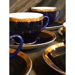 Tea pairs, for 6 persons, LFZ , PSSR, gilding, underglaze cobalt.
