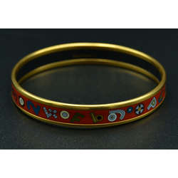 Hermes silver bracelet with different colored enamel