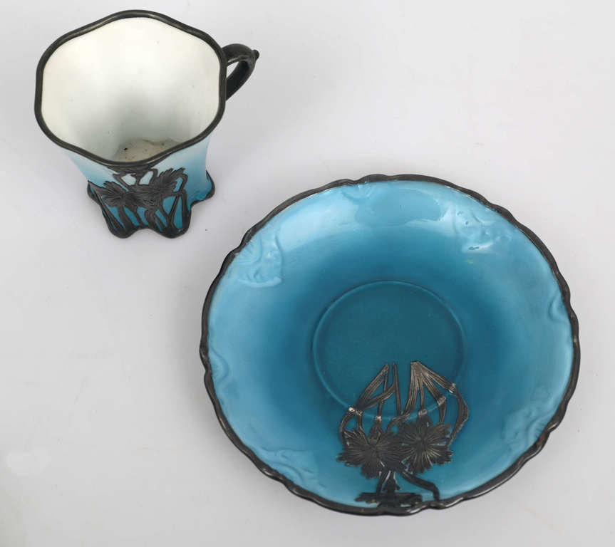 Art Nouveau porcelain cup with saucer