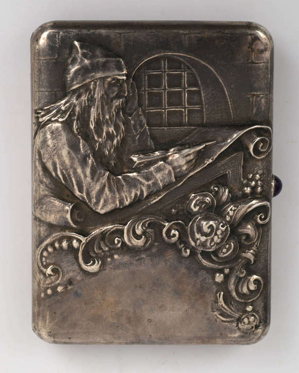 Silver cigar box with ancient Slavic images