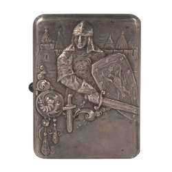 Silver cigar box with ancient Slavic images