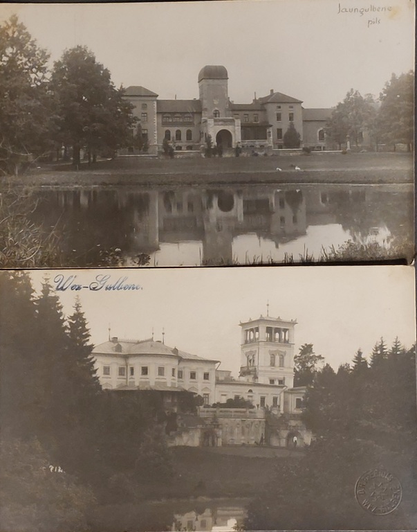 2 фотографии. Замок Яунгулбене, Вез-Гулбебе, 1929 г.