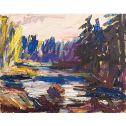 Expressive landscape with the river