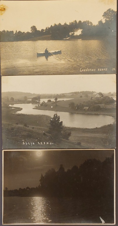 3 fotogrāfija Latvijas ezeri : Subates ,Ābeļu, Lazdonas  1930 g