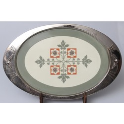 Art Nouveau tray with metal finish