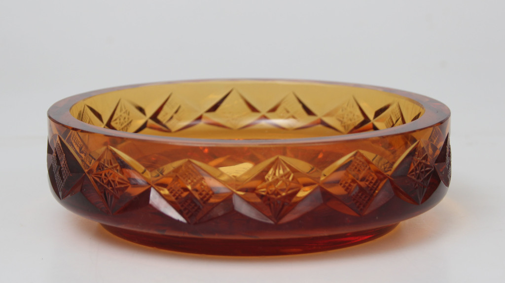 Amber colored serving dish