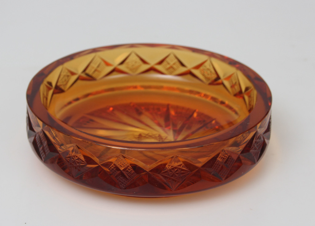 Amber colored serving dish