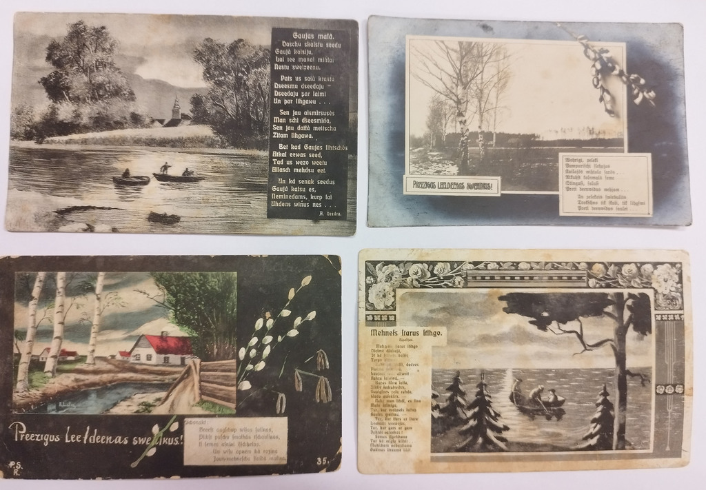 Set of tsarist postcards with nature motifs (11 pieces)