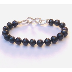 Black freshwater pearl bracelet with silver clasp, 925