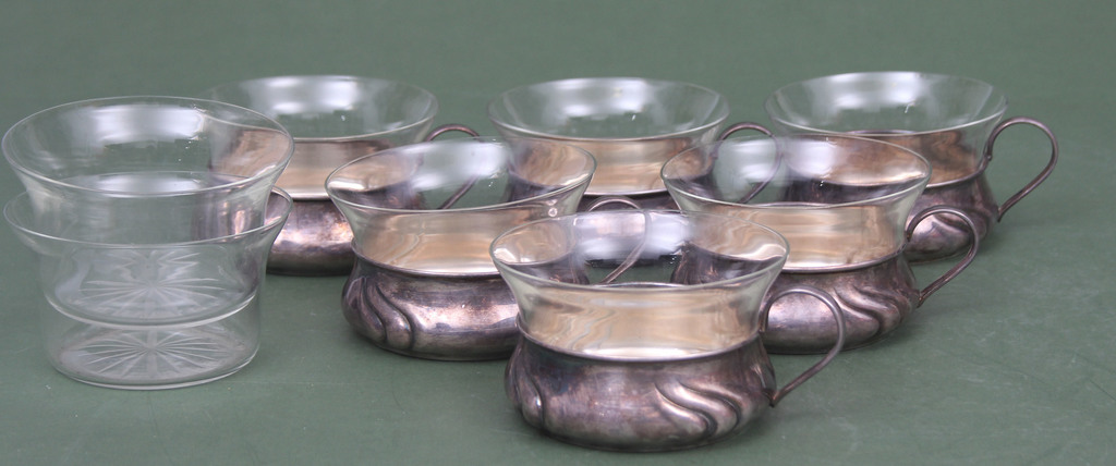 Set of glasses with silver frame (6 pcs.)