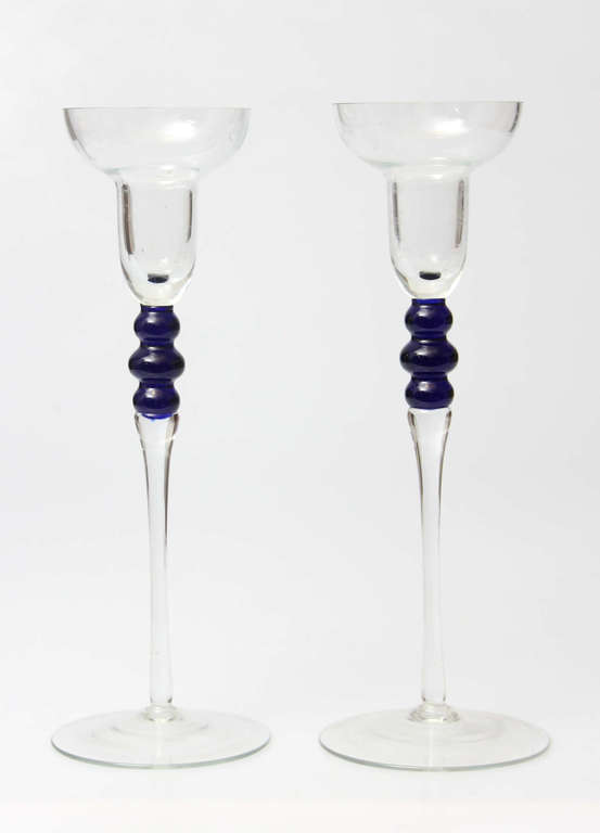Two glass candlesticks
