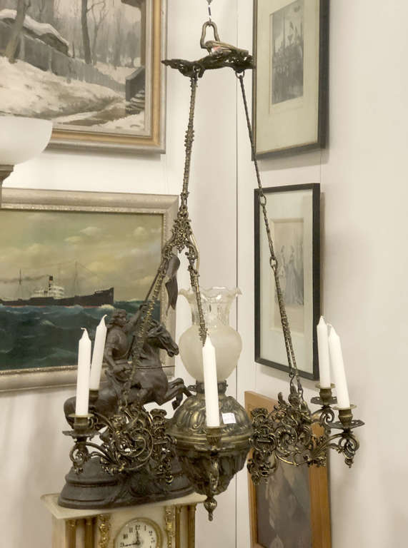 Bronze chandelier - works with electricity and candles