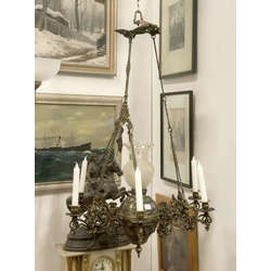 Bronze chandelier - works with electricity and candles