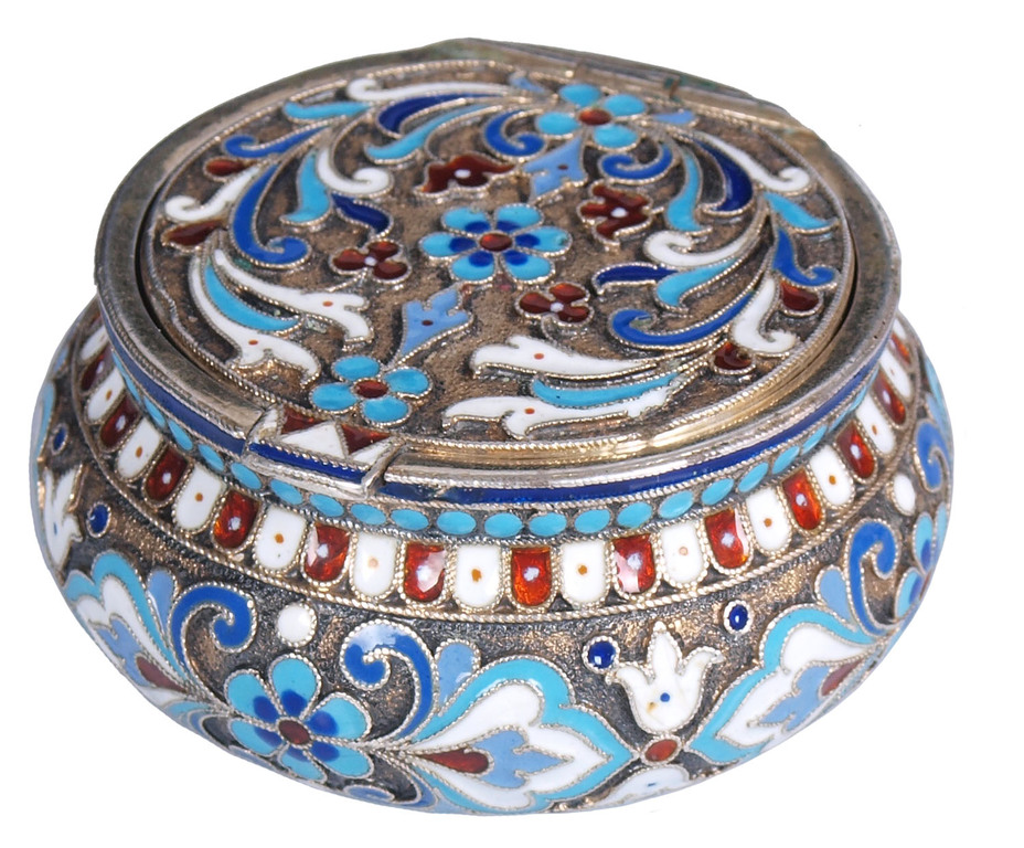 Silver chest  with enamel