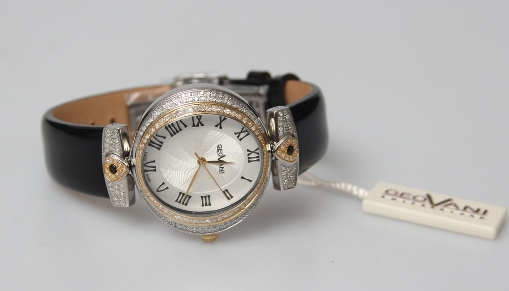 Позолоченные женские золотые наручные часы с бриллиантами 1.02 карата 