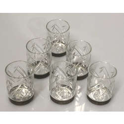 Set of crystal glasses with metal finish (6 pcs.)