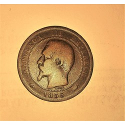 Монета 10 сантимов, 1855 г., Франция