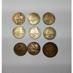 USSR 3 kopeck coins+5 kopeck coins (1928-1961)