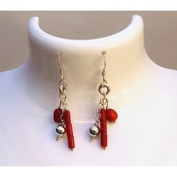 Coral and silver earrings