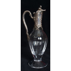 Glass decanter with silver finish