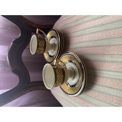 Bavaria Waldershof 5 saucers and 2 cups with gilt edge, 22k coating