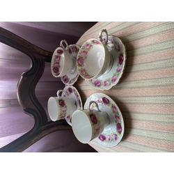 Bavaria Bareuther Waldsassen Porcelain Cup and Saucer and Schwarzenhammer Porcelain Cups and Saucers with a beautiful rose design