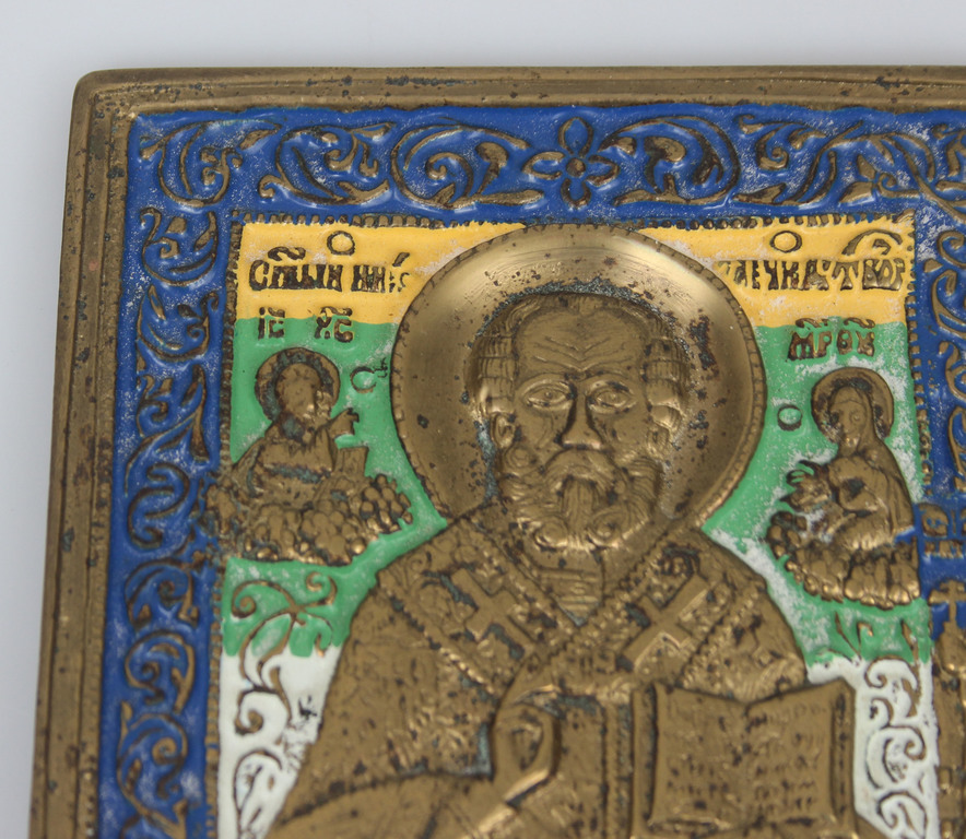 Bronze icon with multicolor enamel