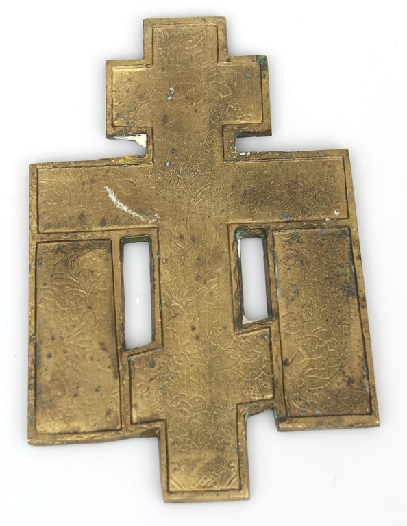 Bronze icon cross with multi-colored enamel