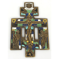 Бронзовый крест  с разноцветной эмалью